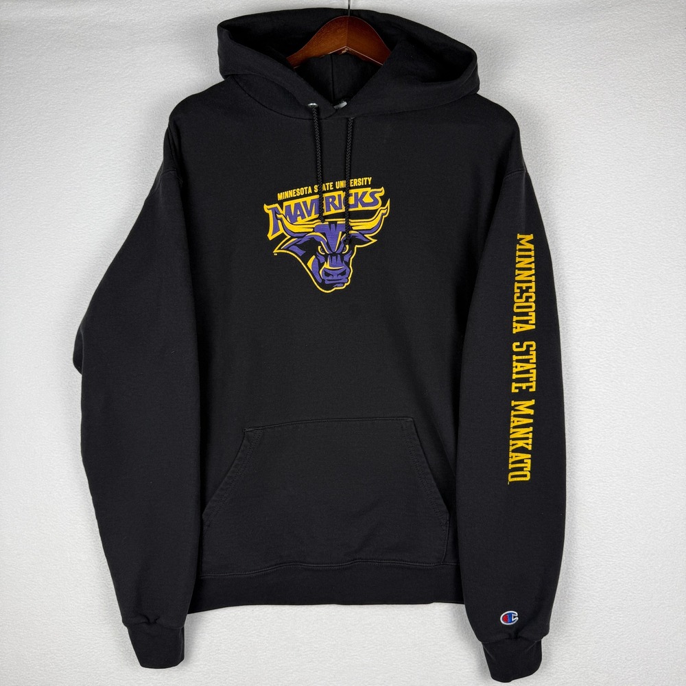 Minnesota State Mankato Mavericks Champion Hoodie Mens Large Black Pullvoer